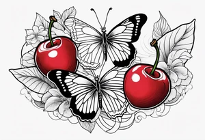 butter fly and two cherry tattoo idea