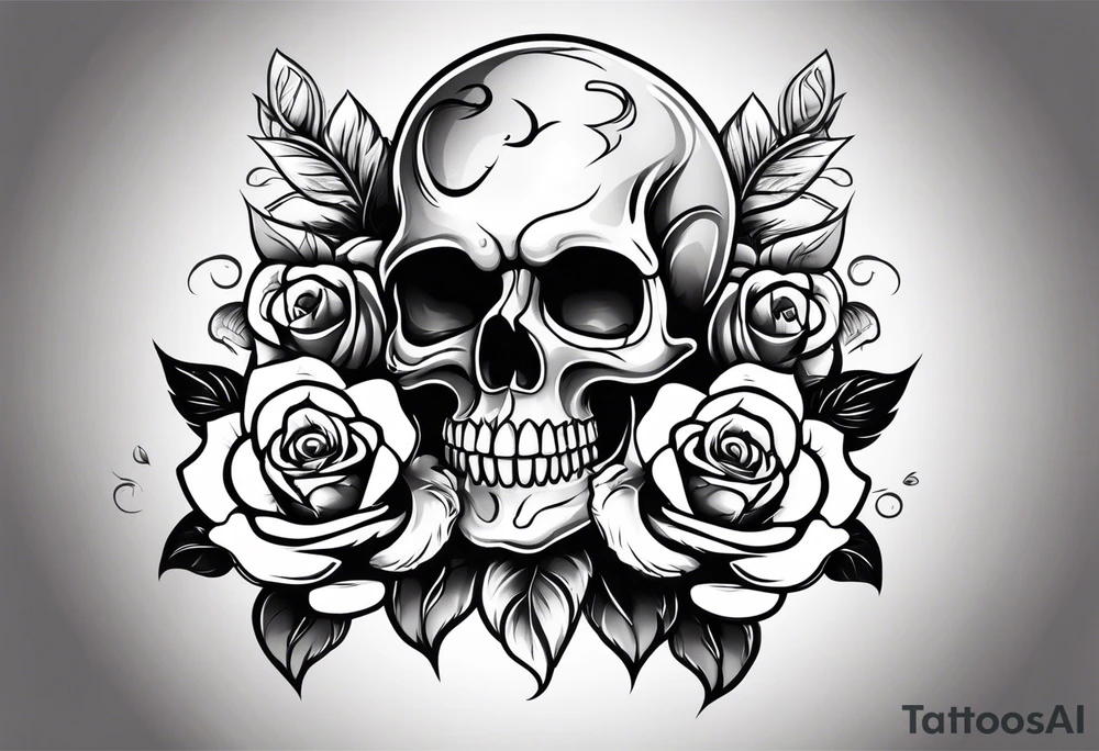 skull with rose tattoo idea