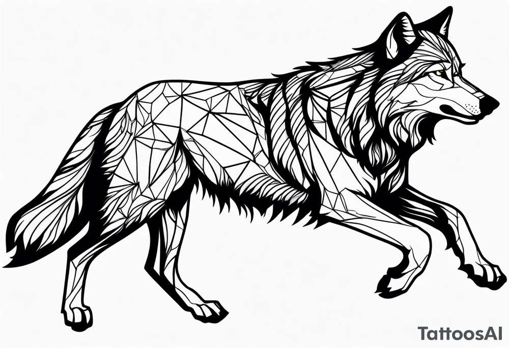 a wolf running tattoo idea
