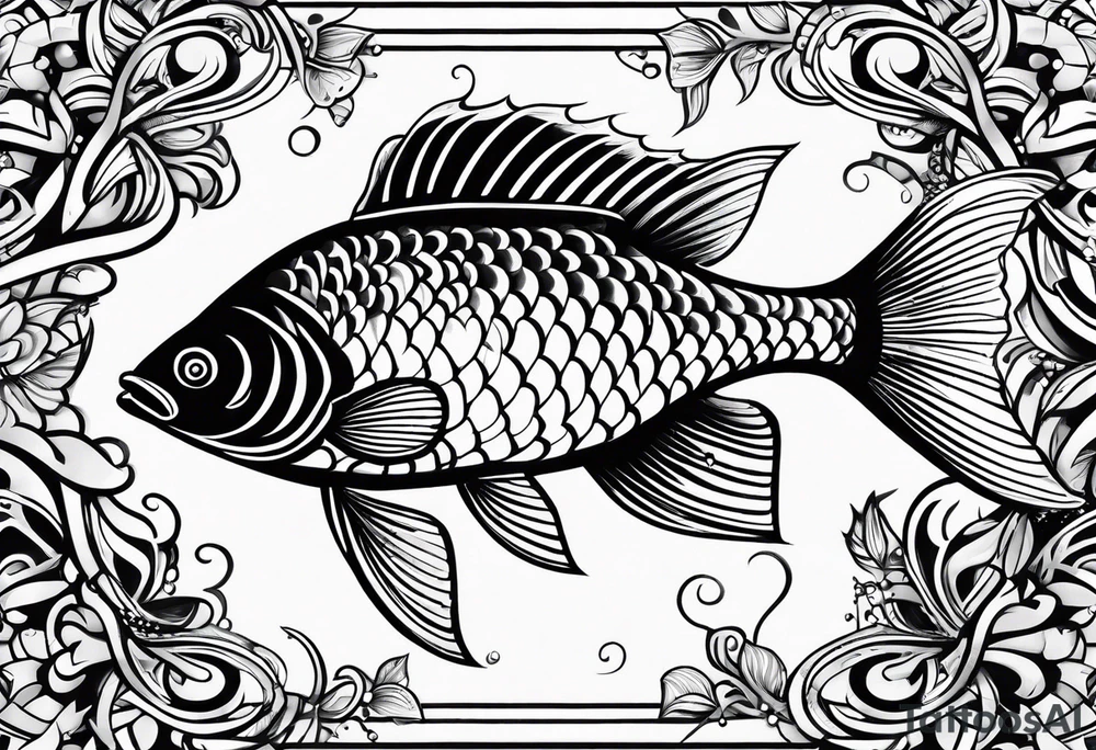 Line work fish tattoo idea