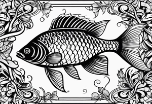 Line work fish tattoo idea