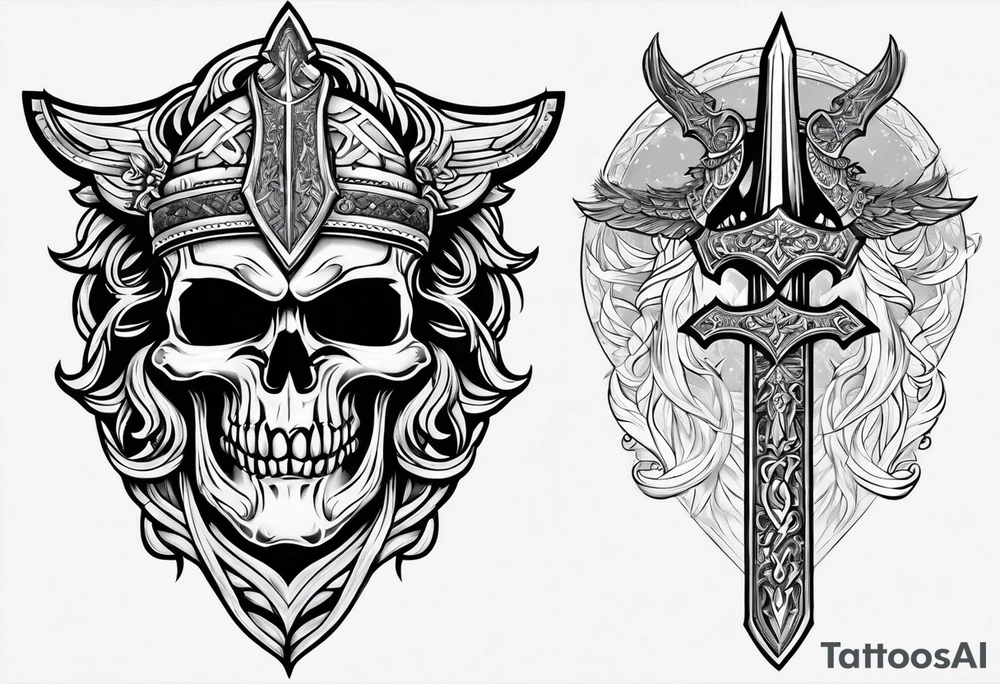 Valhalla sword shield mother tattoo idea