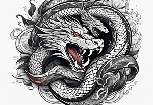 World serpent fighting in a typhoon tattoo idea