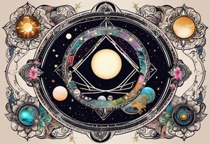 Astrology, Cancer & Aquarius, Natal Chart, vision, yin yang, the moon, the sun, Uranus, Pluto, spiritual third eye, mystical armband tattoo idea
