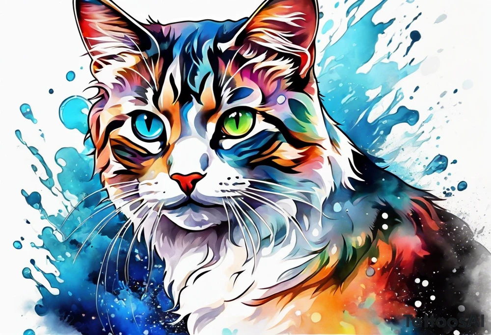 Water color cat tattoo idea