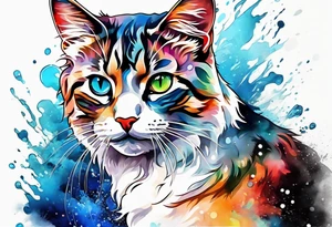 Water color cat tattoo idea