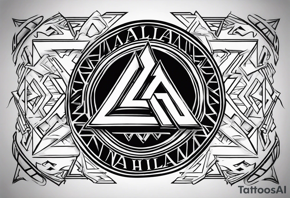 Valhalla shield sword valknut steps tattoo idea