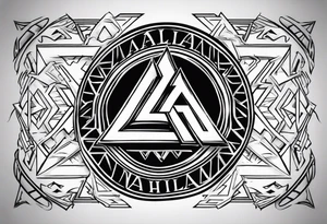 Valhalla  shield sword valknut steps tattoo idea