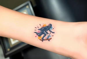 Darth Vader skateboarding > bullets > in loving memory > colors > god
add words "Darth Carter" on skateboard
add date 12/29/88-01/06/24 tattoo idea
