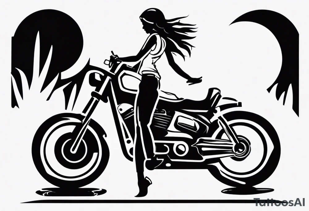 Girl riding motorcycle tattoo idea