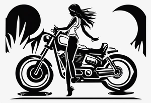 Girl riding motorcycle tattoo idea