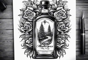 Flaming rag in whiskey bottle tattoo idea
