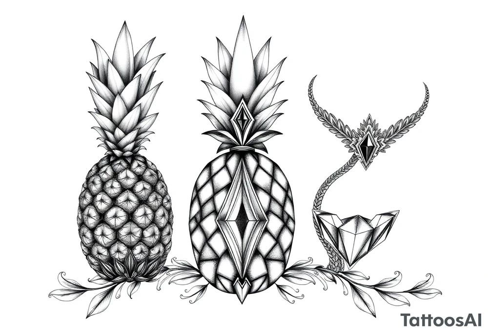 Pineapple,Pubic crown, diamond vagina and anus tattoo idea