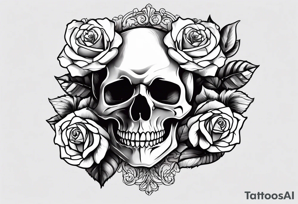 Skull with roses tattoo idea