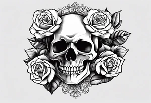 Skull with roses tattoo idea