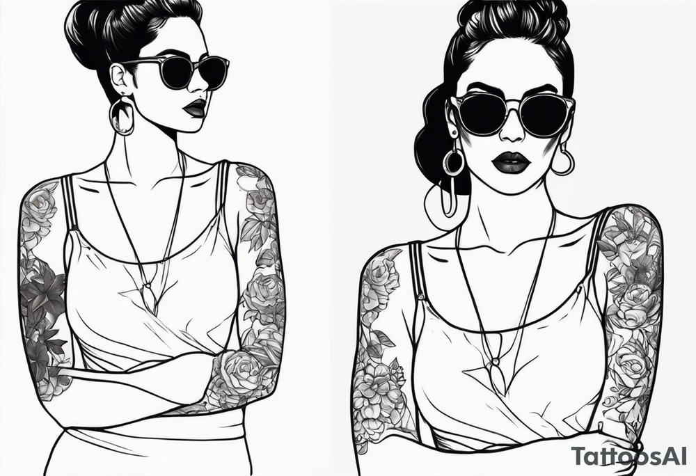 woman with big titts, capricorn with sunglasses tattoo idea