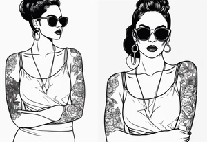 woman with big titts, capricorn with sunglasses tattoo idea
