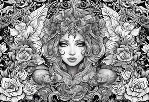 vine wrapping with mystical creatures in between tattoo idea