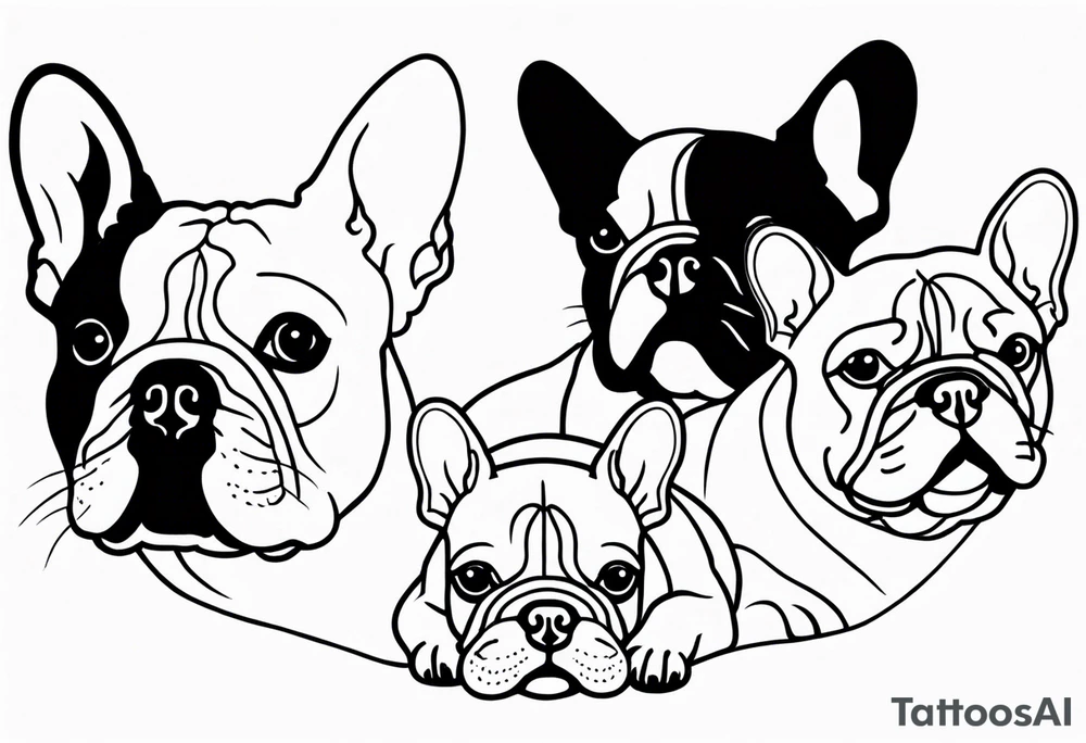 three French bulldogs tattoo idea