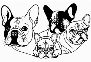 three French bulldogs tattoo idea