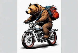 bear riding a bike and playing a guitar tattoo idea