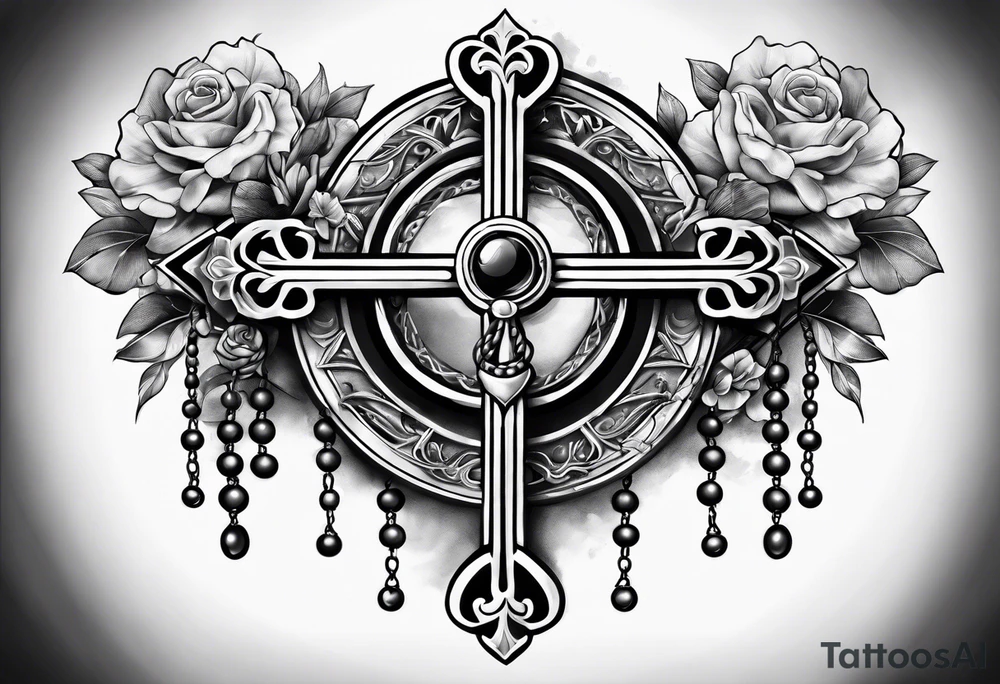 Rosary around hand tattoo idea