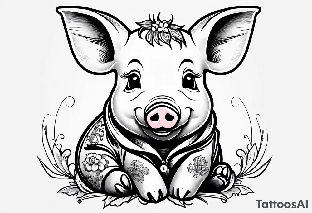 cute piglet.
with text: "friends not food" tattoo idea