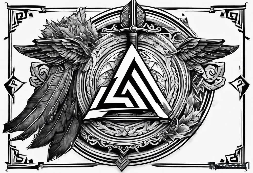 Valhalla valknut sword axe shield tattoo idea