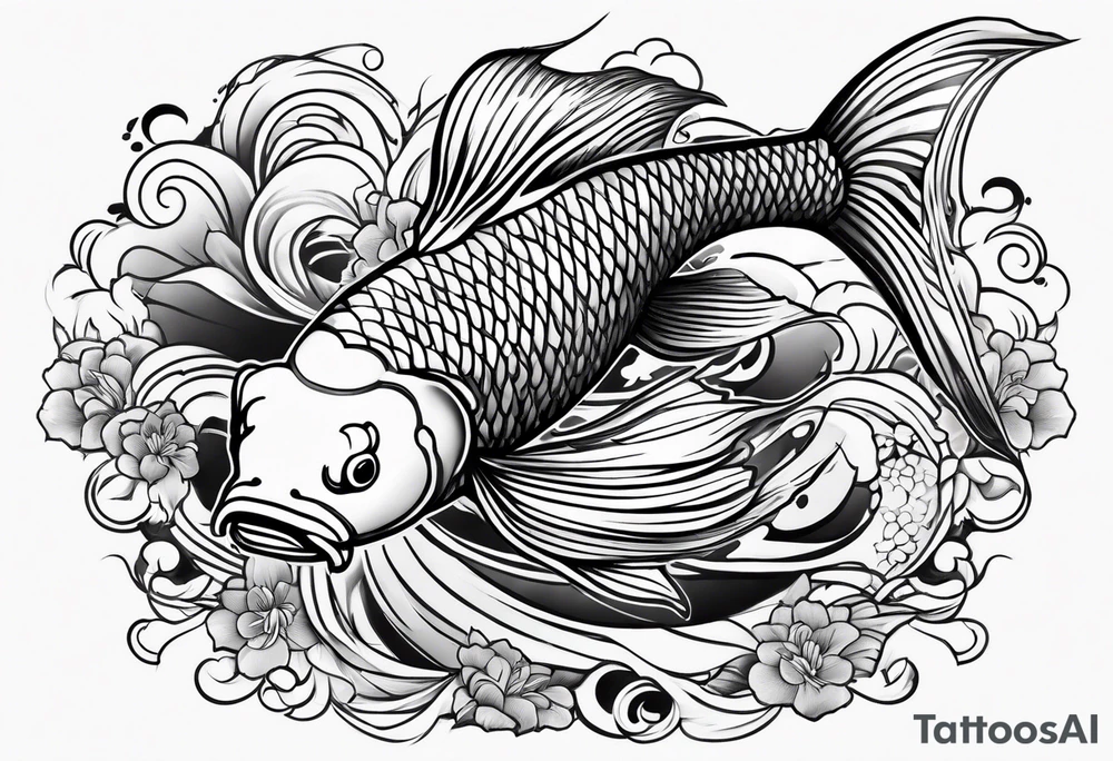 japanese  koi fish  from above tattoo idea