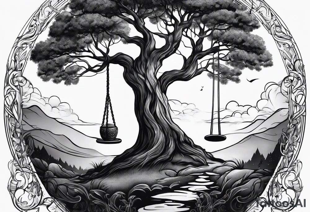 Tree with swing tattoo idea