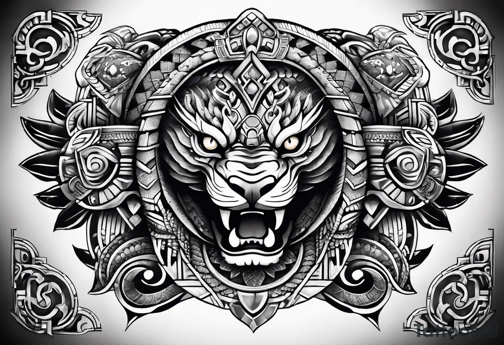 aztec snake sleeve tattoo idea