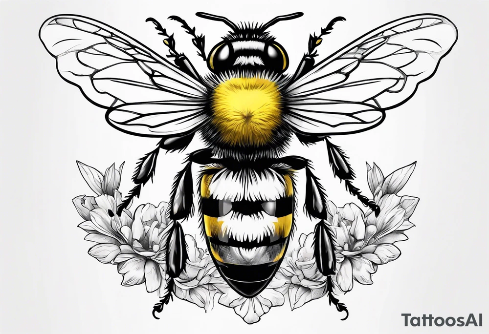 Harlow written in cursive with a bumblebee flying off the end of the w tattoo idea