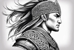Celtic warrior side profile tattoo idea