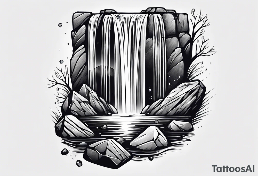 waterfall shower ice cubes tattoo idea