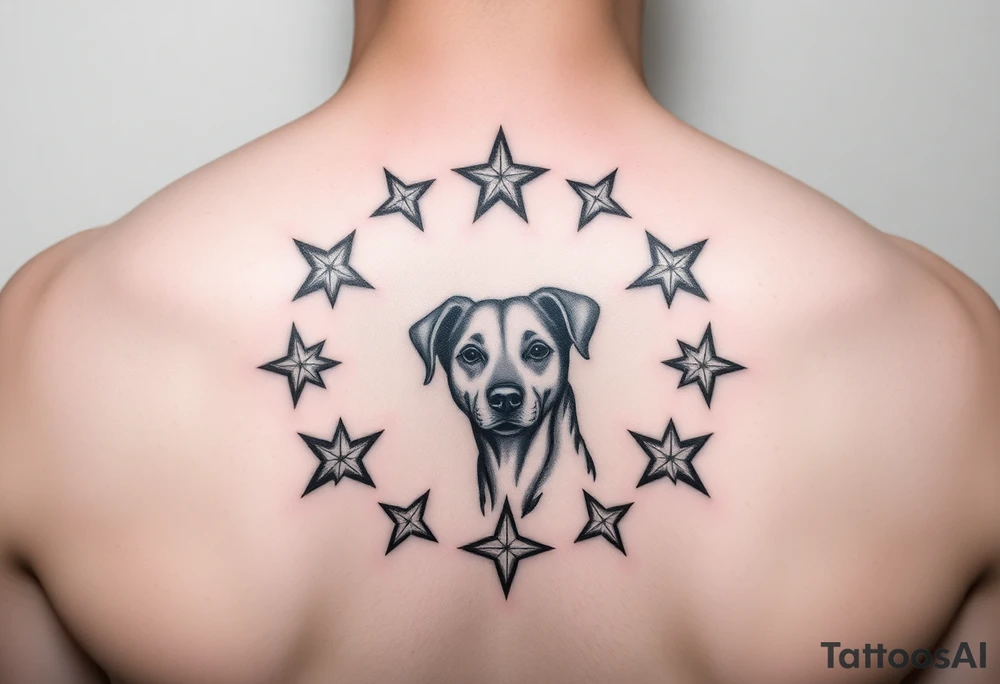 I would like a tattoo that represents our 2nd life following an accident. My husband, Elex, my son Evan, our nephews Sixtine and Diego and Cookie my dog. Like stars forming the circle of life tattoo idea