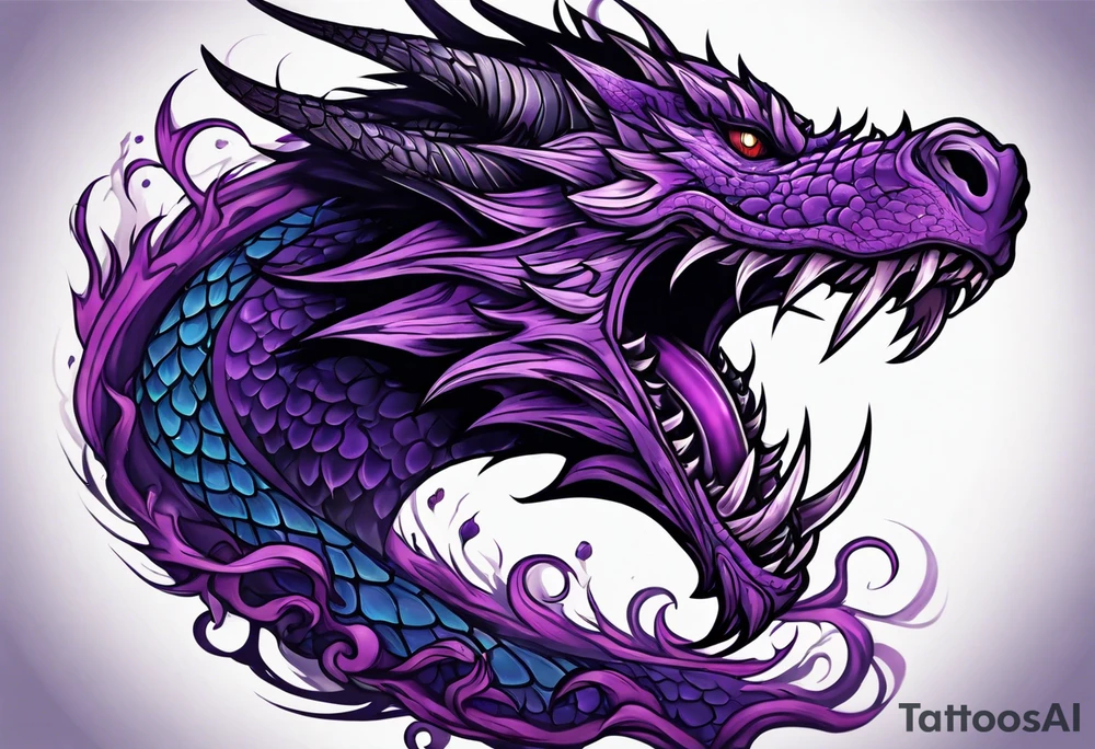 Purple eldritch dragon arm sleeve tattoo idea