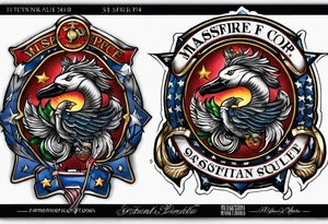 Marine Corps and American arm sleeve with memorial tattoo idea