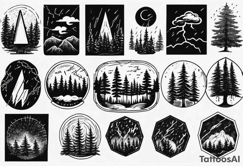 lightning storm over forest tattoo idea