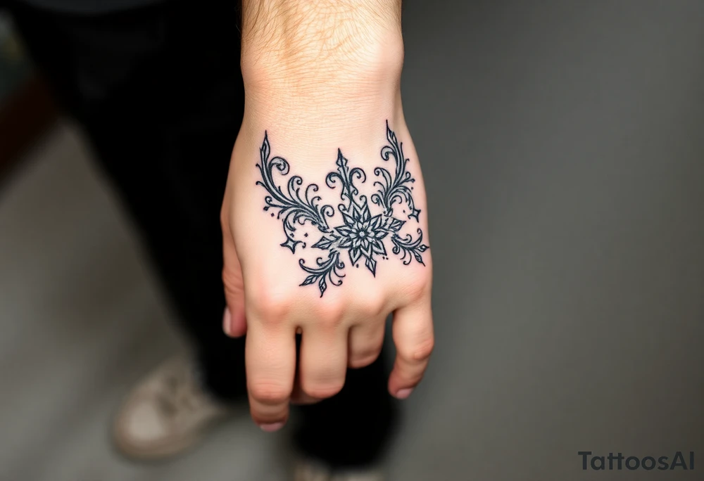 Ornamental Blackwork Von den Fingern über die ganze Hand bis zum Ellenbogen tattoo idea