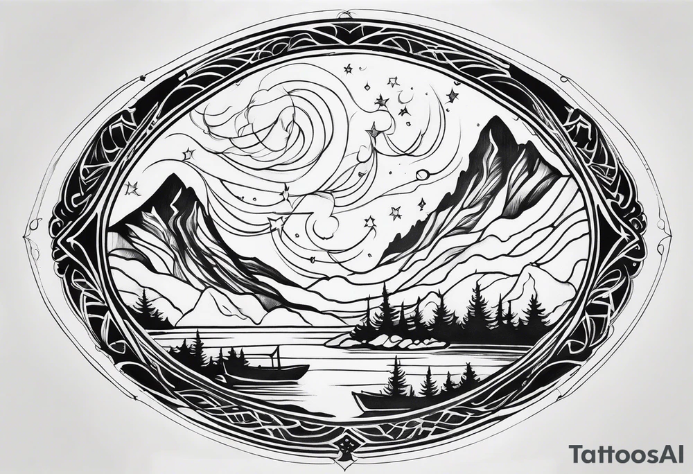 northern lights pattern tattoo idea