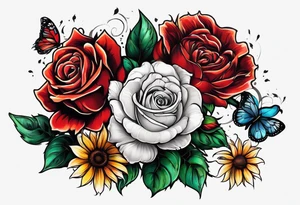 animal flower rose, sunflower, tattoo idea