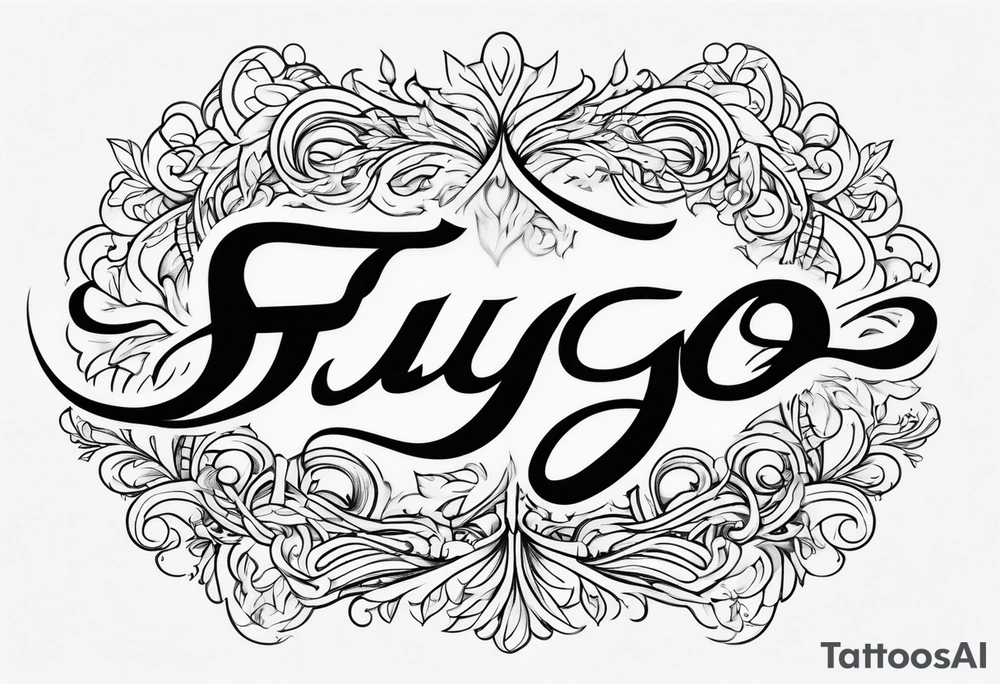 The word “fuego” in cursive with flames around it. tattoo idea