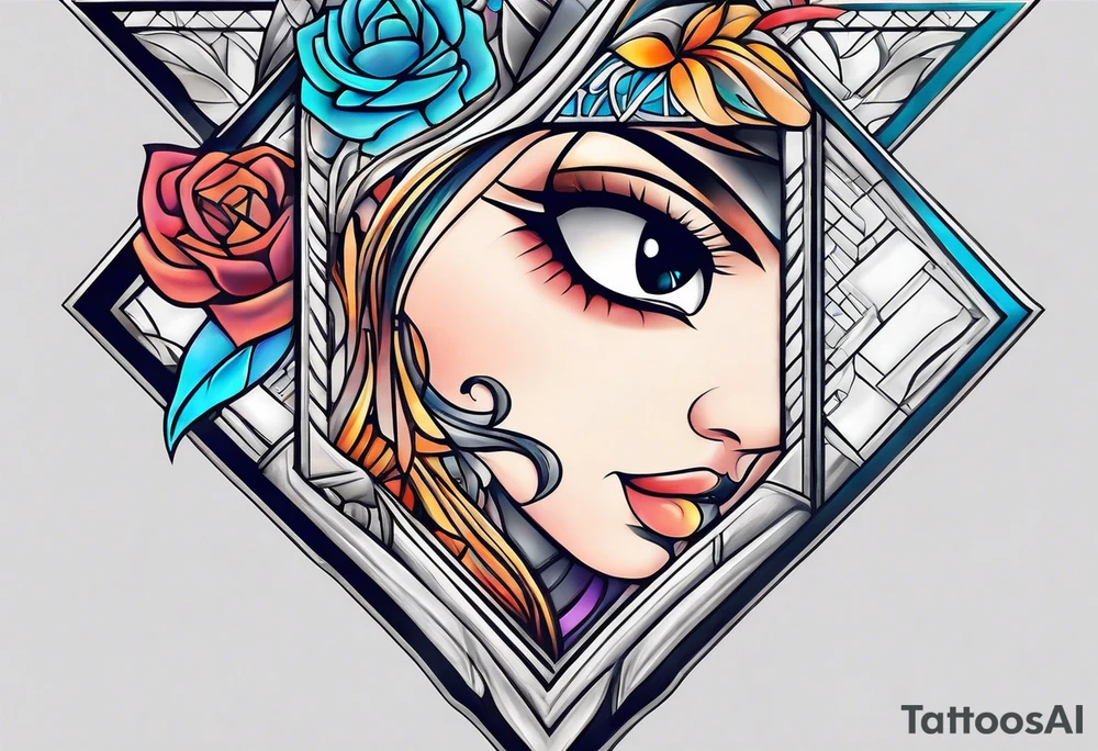 symbolic, son and daughter, rectangle, reverse tattoo tattoo idea