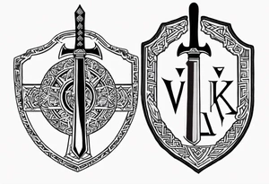 Valhalla  round shield axe
Valknut sword tattoo idea