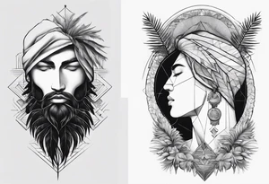 Two separate pieces about the size of a palm, one for day and one for night placed on each side of the chest on a man tattoo idea