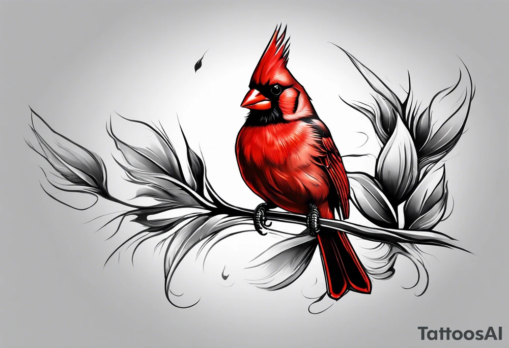 Black and grey side forearm cardinal tattoo idea