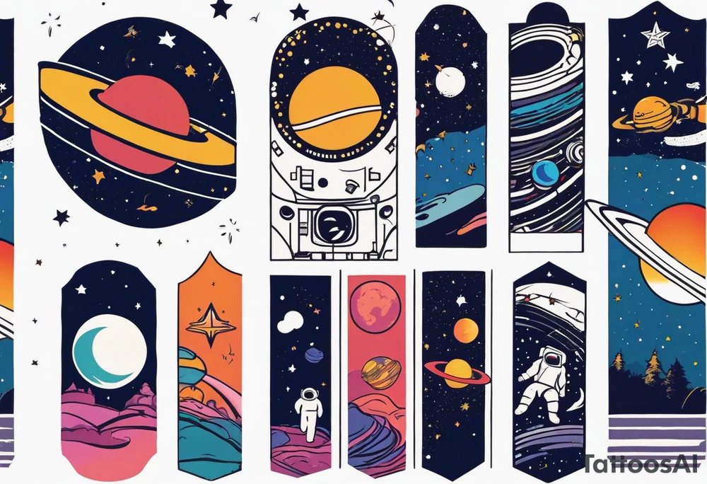 space themed arm sleeve. I want a feeling of being above it all. I like man on the move imagery inspired by kid cudi tattoo idea