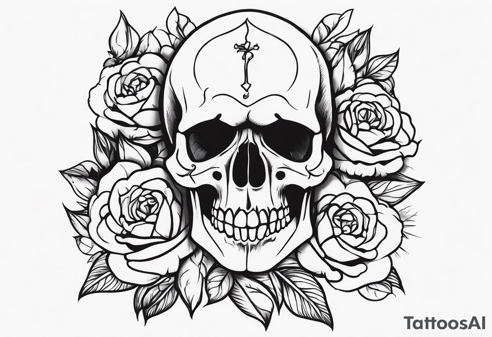 Memento mori writen skull sleeve tattoo design tattoo idea