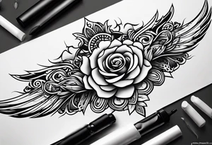 forearm tattoo
tribal wing includin a rose tattoo idea