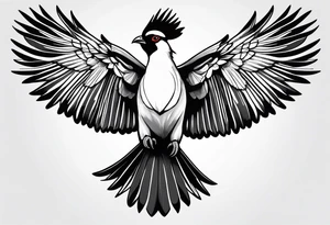 Turaco bird with wingspan from above tattoo idea